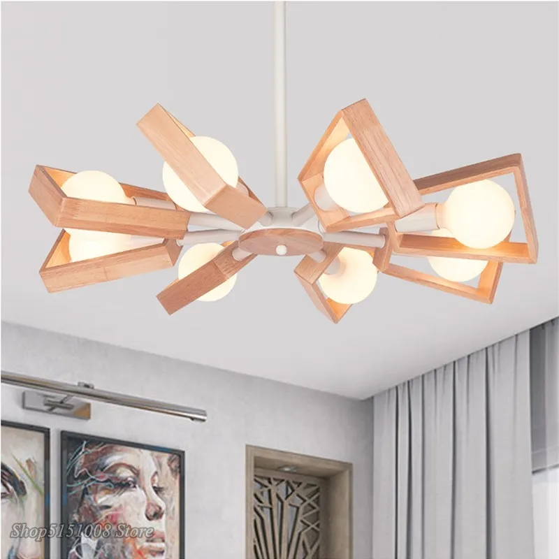 

Nordic/Japan Style Wood Led Chandelier Rotatable Hanging lamp Modern Dining Room Bedroom Hanging Light Fixtures Home Loft Decor