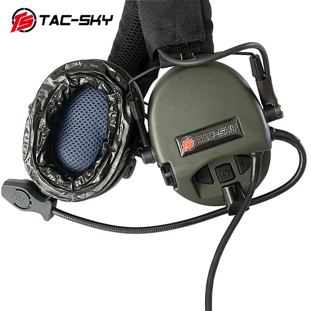 Ts TAC-SKY ao ar livre airsoft militar redução de ruído captador tático fone de ouvido chá hi-threat nível 1 protetores de orelha de silicone