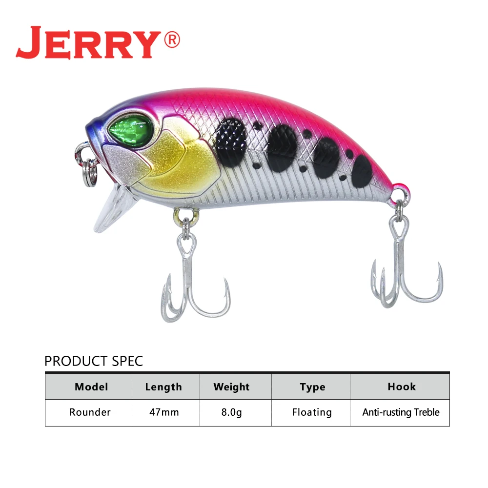 Jerry Rounder Rattling Wobble Magnetic Floating CrankBait 47m  Hard Plastic Artificial Bass Trout Lure Freshwater Fishing Tackle