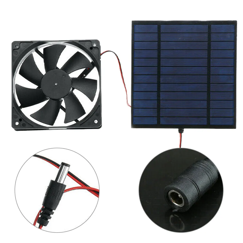 20W Solar Powered Panel 6\'\' Tent Fan Cooling Ventilation Fan for Outdoor RV Truck Camping Chicken Dog