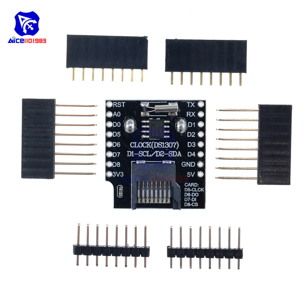 diymore WeMos D1 Mini WiFi Board Card Slot Data Logger Shield RTC DS1307 Real Time Clock Module for Arduino Raspberry