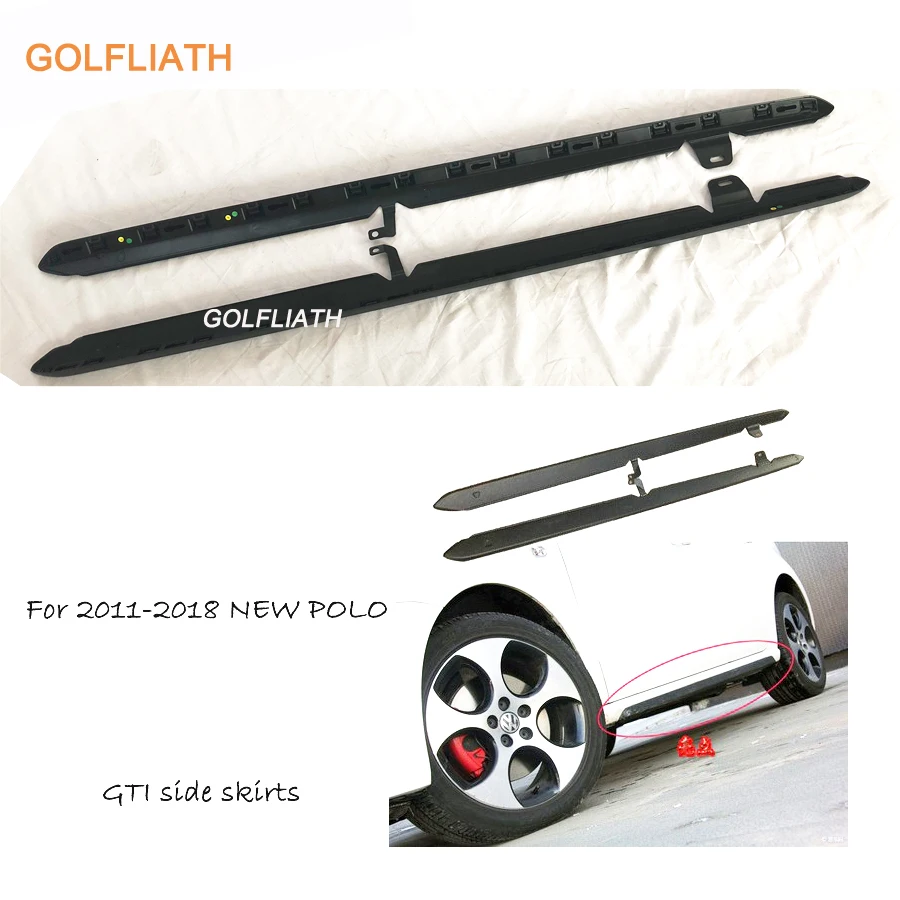 

1GTI STYLE matte black ABS racing car bodykit side skirts for Volkswagen POLO & 1GTI & R 2011-2015