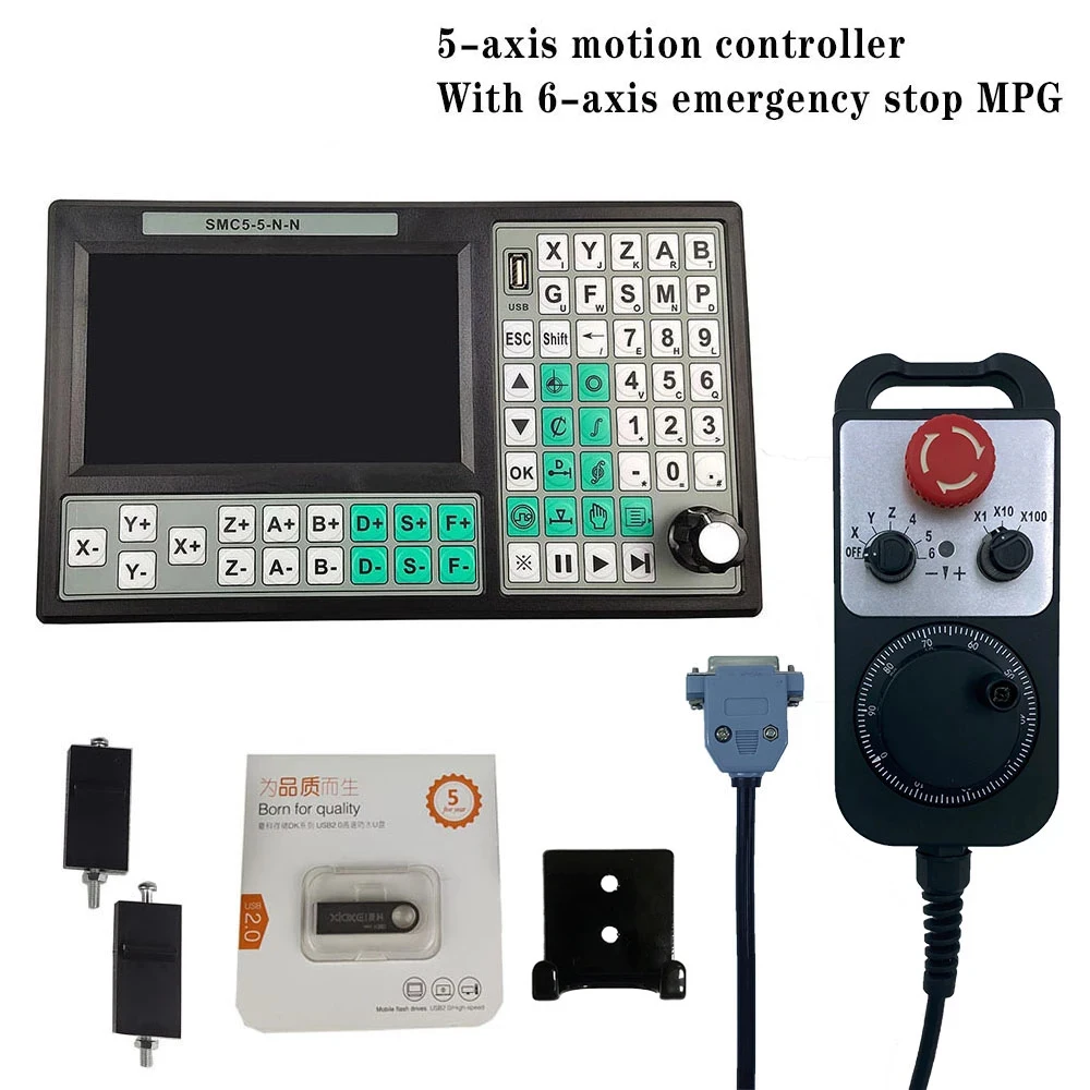 

Special offer hot 5 axis offline CNC controller set 500KHz motion control system 7 inch screen 6 axis emergency stop hand wheel