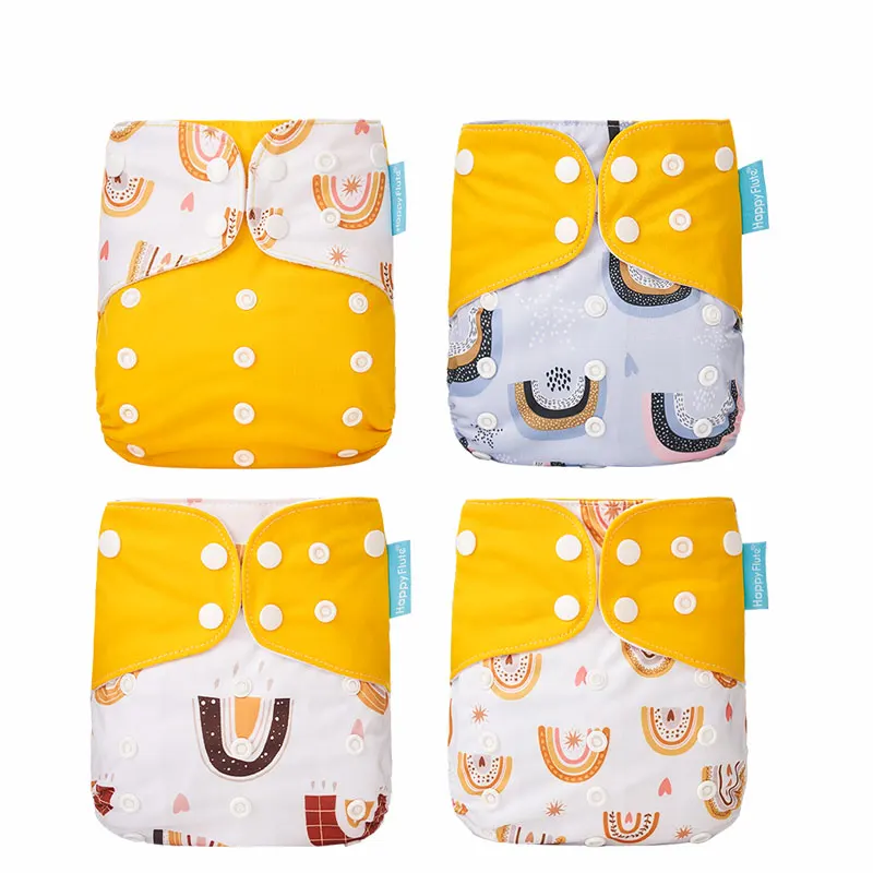 Happyflute wholesale price for 4pcs/set Washable Cloth Diaper Cover Adjustable Nappy Reusable Cloth Diapers