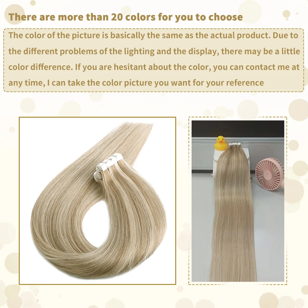 ZURIA Mini Tape in Human Hair Extensions Straight Skin Weft Real Natural Glue Non-Remy 12\