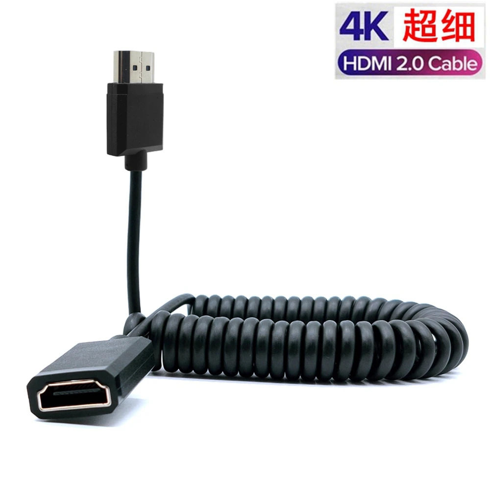 

Superfine 1.8M HD-compatible to MINI Micro HD male to Female Stretch Spring Curl Flexible Cable 4k*2k 60Hz 2.0 OD 3.0mm