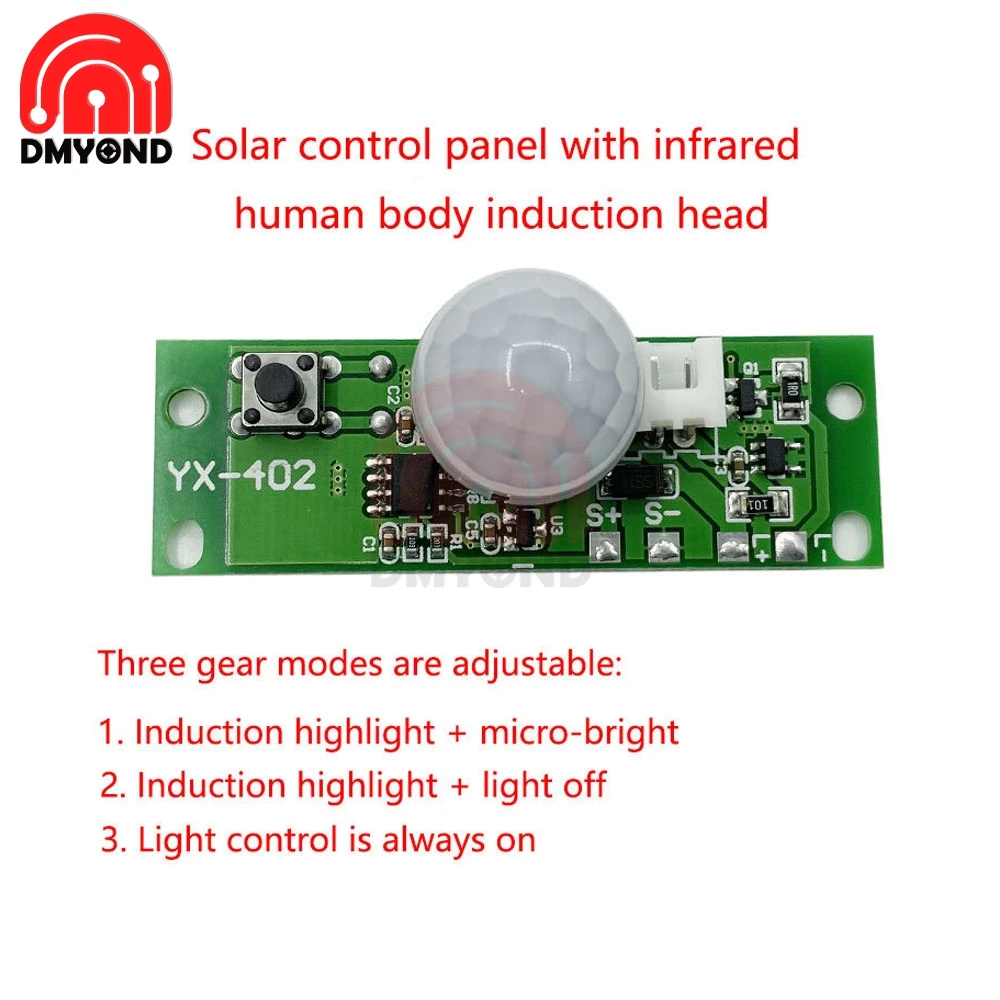 3.7V DIY Solar Lamp Board Control Sensor Night Light Module Controller Module Infrared Human Body Induction Solar Circuit Board