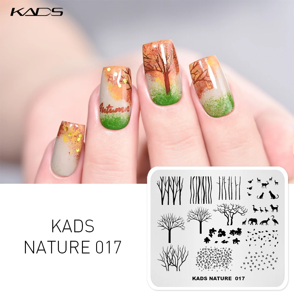 KADS NATURE 017 Stamping Plate nail art Animals Elephant Forest design nail art templates Image DIY Manicure stamp plates