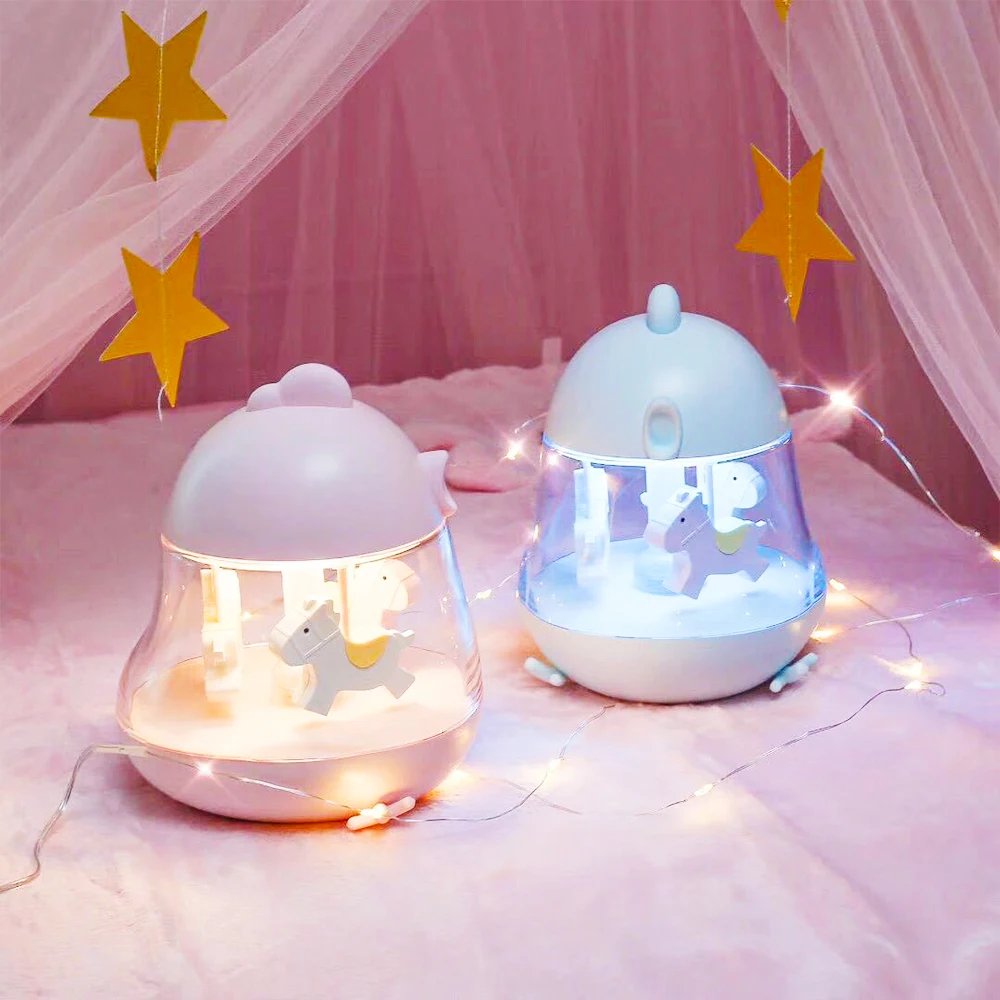 Creative Carousel Music Light LED Colorful Night Light Usb Charging Bedroom Bedside Lamp Christmas and New Year Birthday Gift