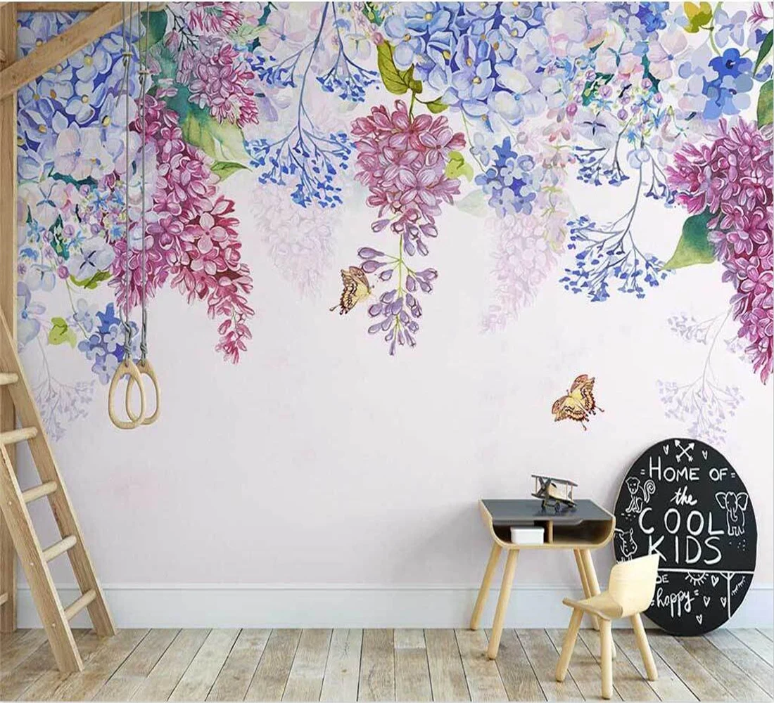 Custom modern mural Nordic hand-painted wisteria flowers papel de parede Fashion indoor background wallpaper papier peint