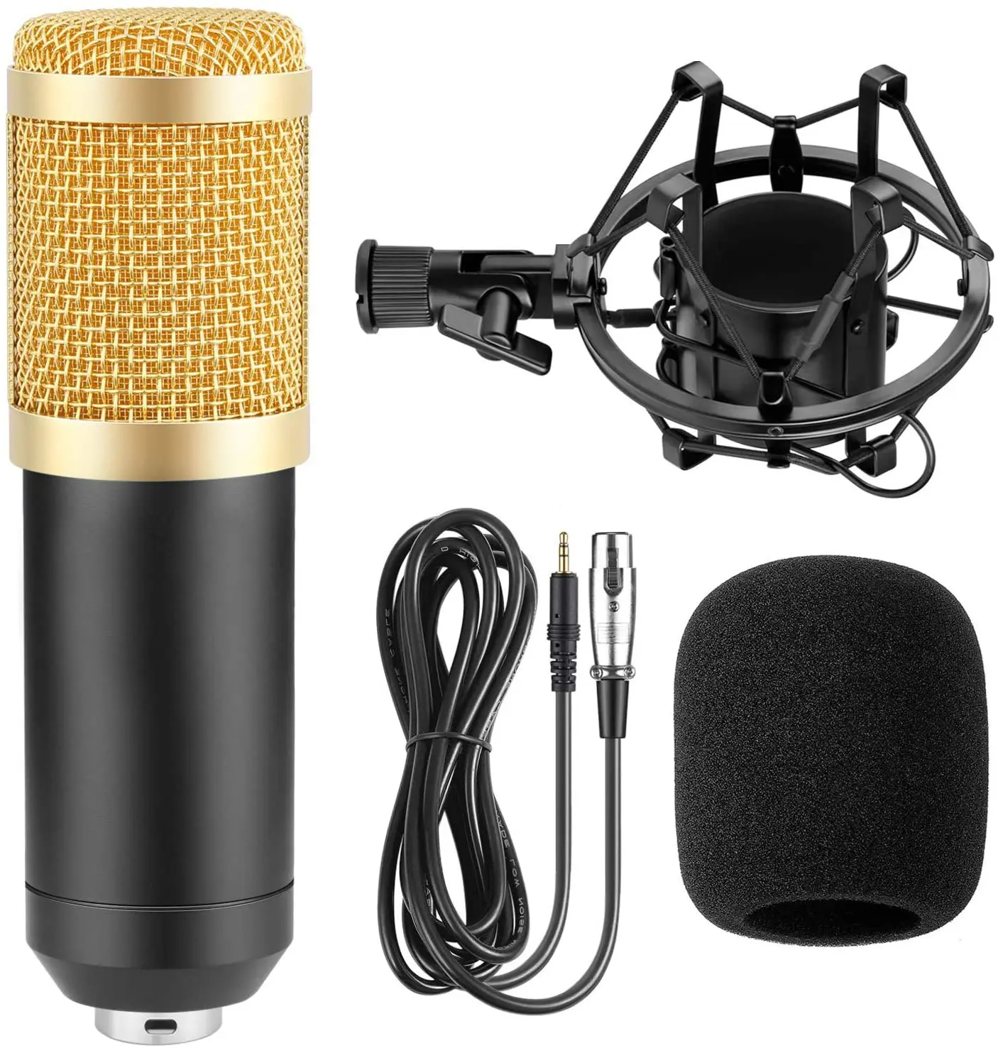 BM 800 USB Condenser Microphone XLR Full Set with Stand and Pop Filter for Computer Studio Recording