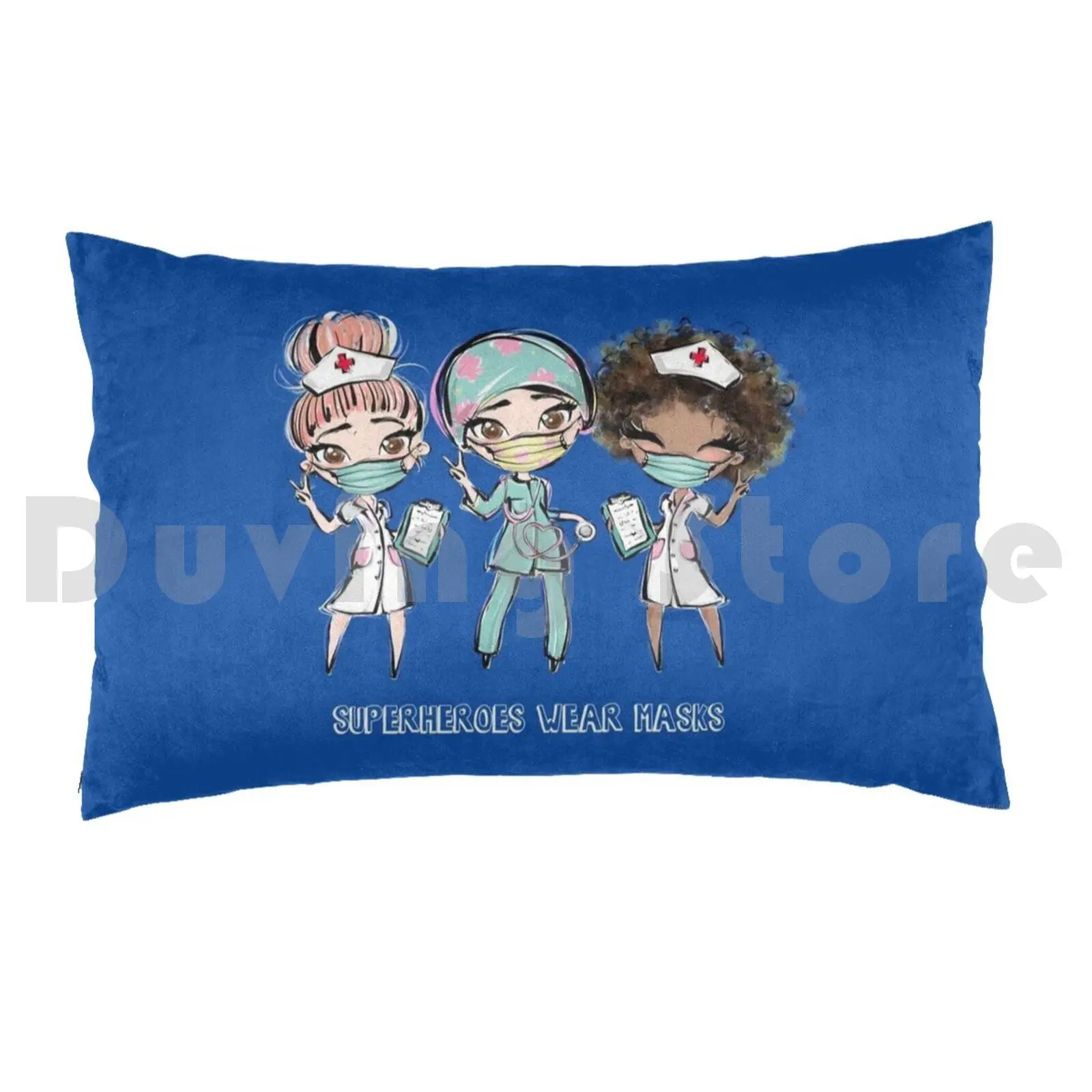 Superheroes Wear Essential Workers Nurses Gift Pillow Case Printed 35x50 Nurse Essential Worker Funny Nurses