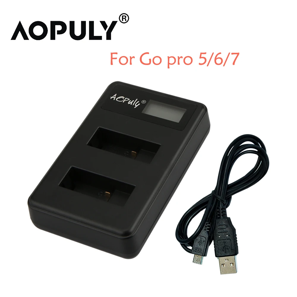 بطارية أصلية من Aopuly لهاتف GoPro Hero 8 Hero 7 Hero8 باللون الأسود أو شاحن USB ثلاثي لبطارية كاميرا Go Pro Hero 8 فك تشفير كامل