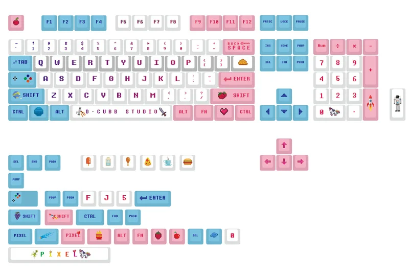 

143 Keys/set New Pixel War Keycaps PBT Dye Sublimation Key Caps Cherry Profile Keycap For 61 64 68 84 96 980 104 Keyboards