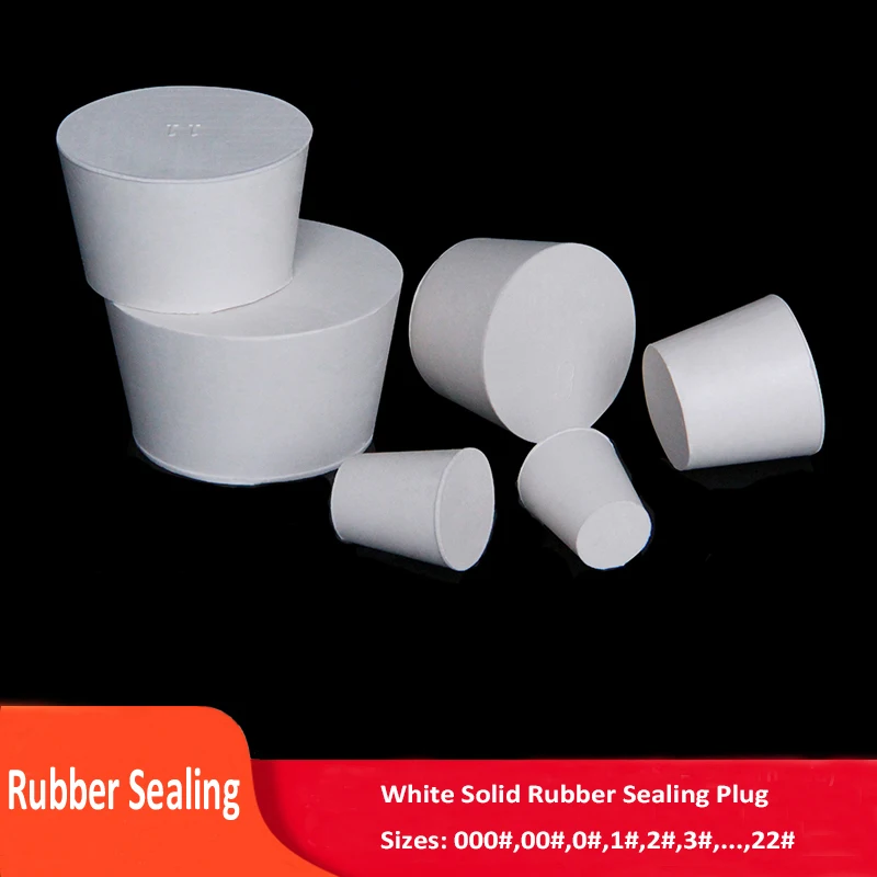 000#-22# White Rubber Plug Stopper Without Hole Sealing Caps Solid Hole Stop 7.5mm-102mm Push-In For Pipe, Test Tube Sealing