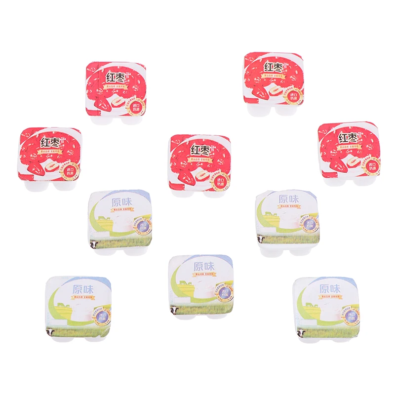 10pc/set 1:12 Dollhouse Miniature Simulation Mini Resin Yogurt Decoration Accessories Toys For Children\'s New Year Gift