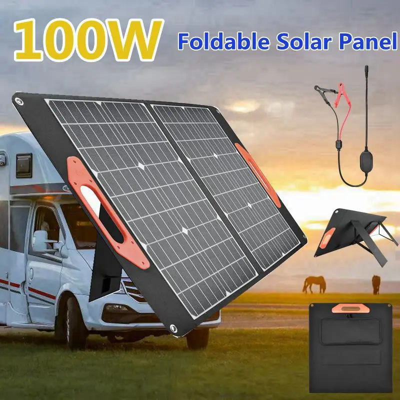 

Solar Panel 100W 18V Foldable Solar Cells Portable Folding Battery Charger Photovoltaic Home System for Car Boat Camping Hiking