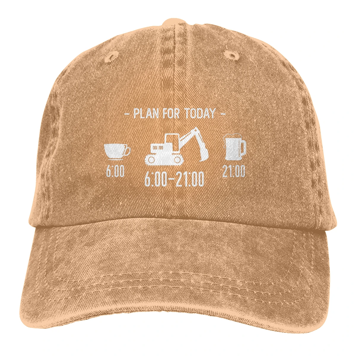 Adjustable Solid Color Baseball Cap Excavator Operator Washed Cotton Plan For Today Funny Daily Sports Woman Hat