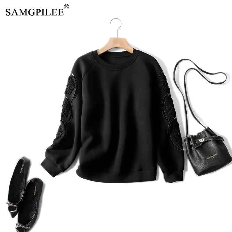 

Autumn 2021 Clothes For Women Casual Oversized Sweatshirt Cotton Full Sleeve Solid Pullovers O-neck Winter Sweatshirts For Woman