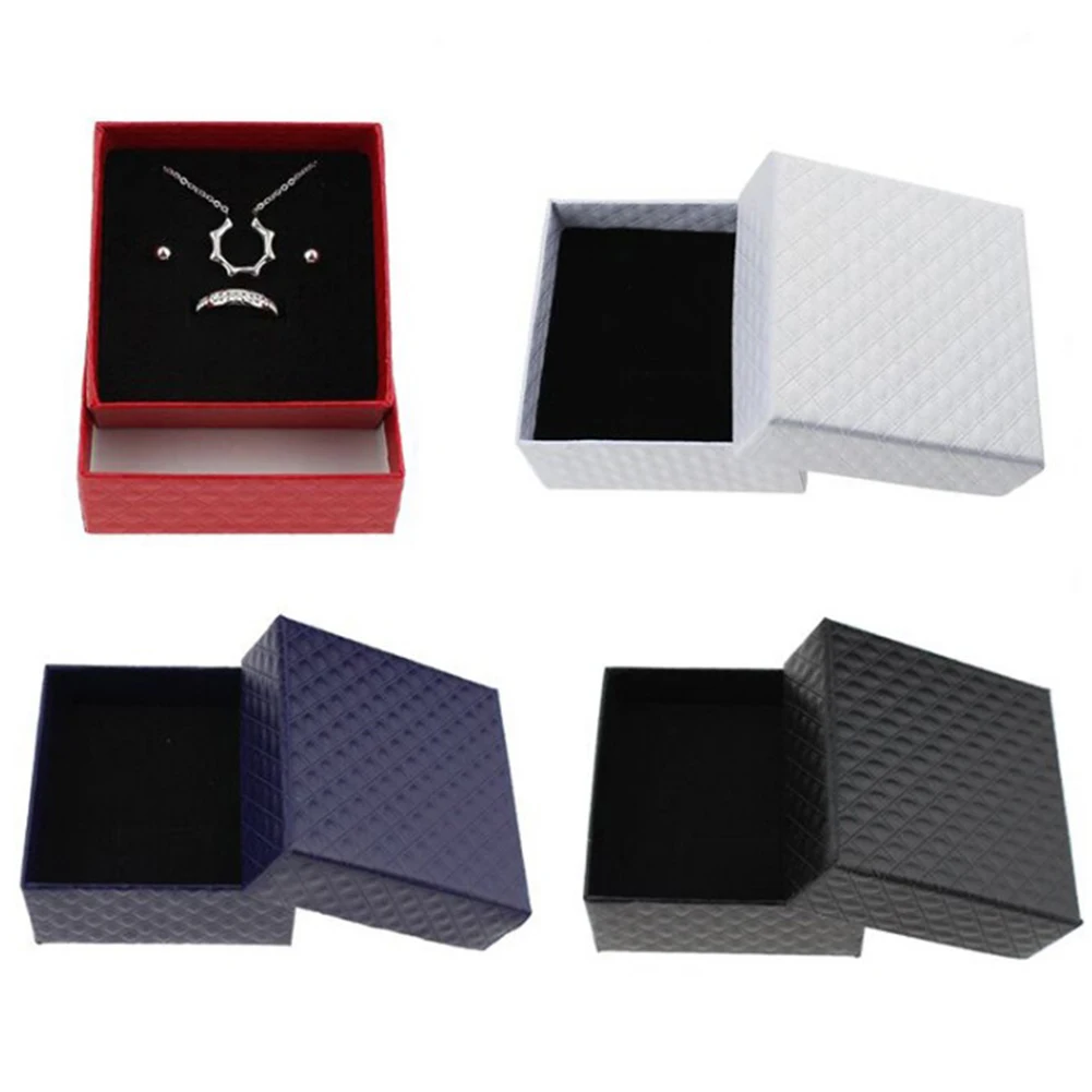 Earring Ring Necklace Bracelet Jewelry Box Wedding Date Jewelry Gift Box Delicate Solid Color Square Display Case High Quality