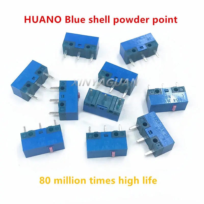 Free Shipping 10Pcs/lot New HUANO Mouse Micro Switch Blue Shell powder point 80 million times computer mouse button switch