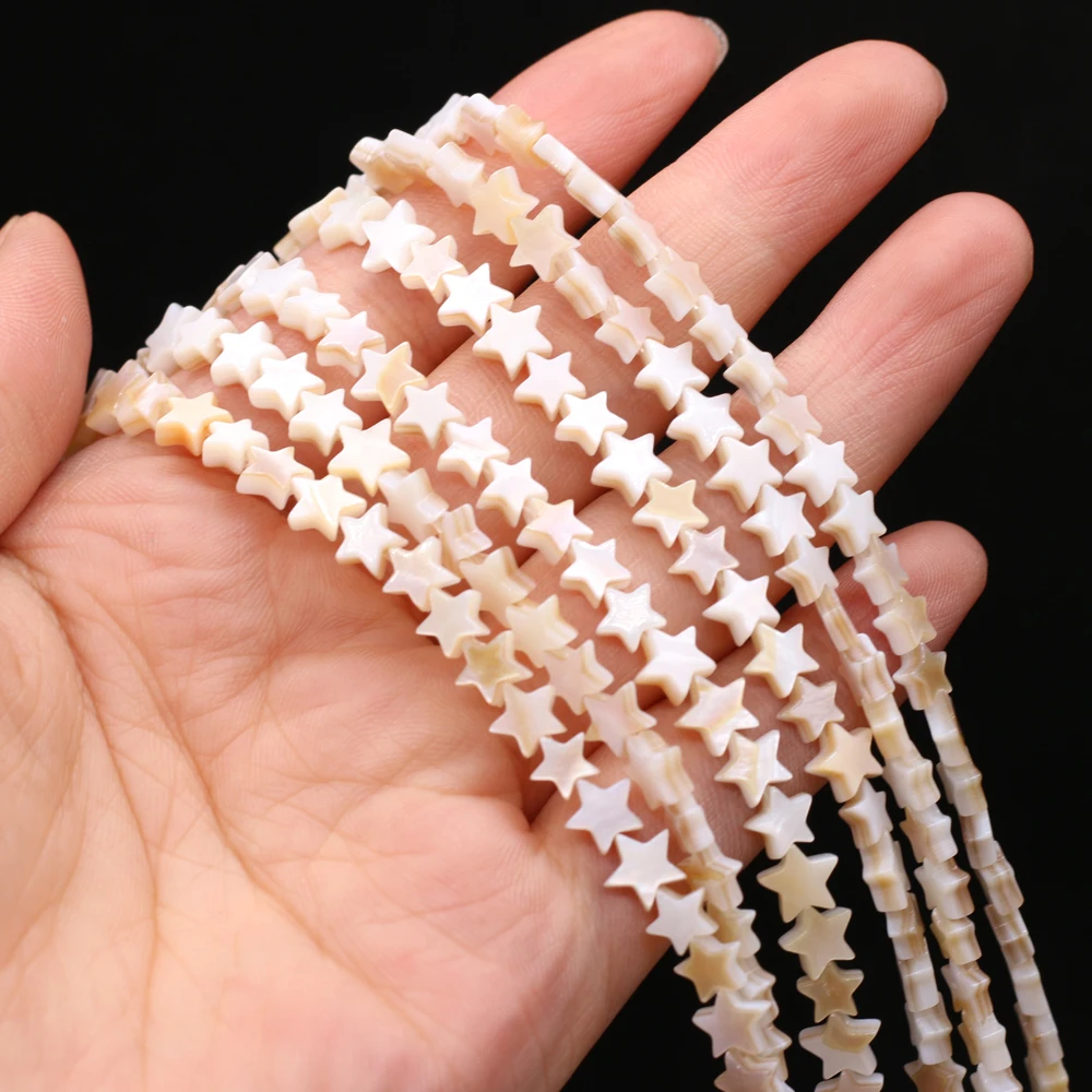 6/8/10/12/15mm Natural Mother of Pearl Shell Beads Star Shape Seashell Loose Beads for Jewelry Making DIY Necklace Bracelet 14''