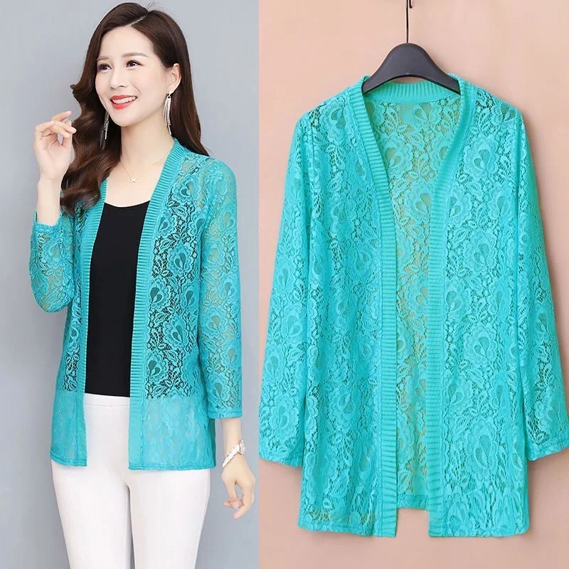 Spring Summer Women Cardigan Long Sleeve Female Cardigans Women Lace Jacket Ladies Shawl Outerwear