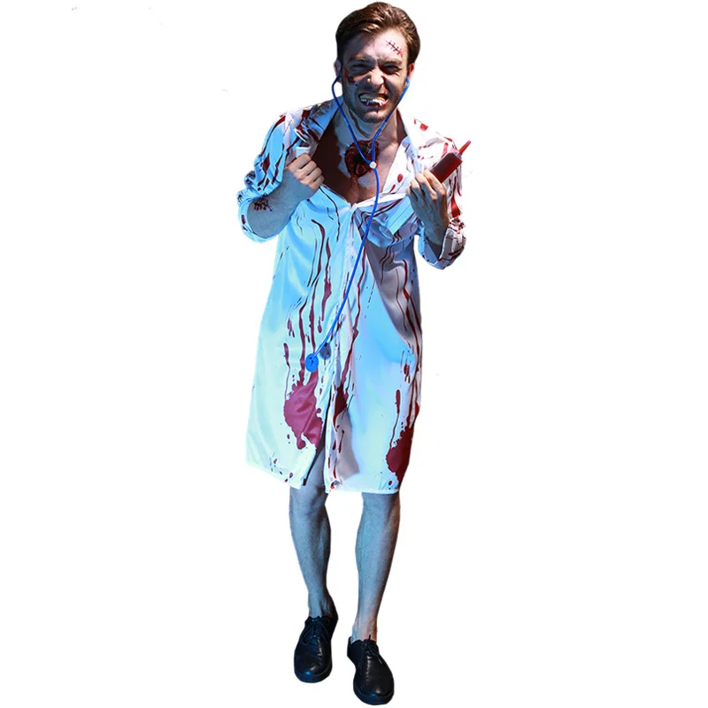 Disfraz de Doctor aterrador para hombre, disfraz de Halloween para adultos, ropa de Cosplay sangrienta