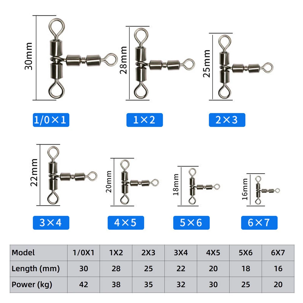 DNDYUJU 5pcs Fishing Accessories Fishing Swivel Solid High Speed Rotation Double Connector Rolling Swivels for Fishing Tackle