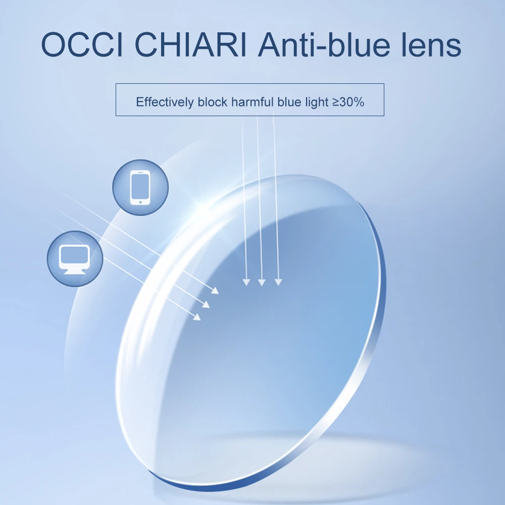 OCCI CHIARI – verres Anti-lumière bleue, Prescription photochromique, résine CR-39, lentilles asphériques, presbytie, myopie