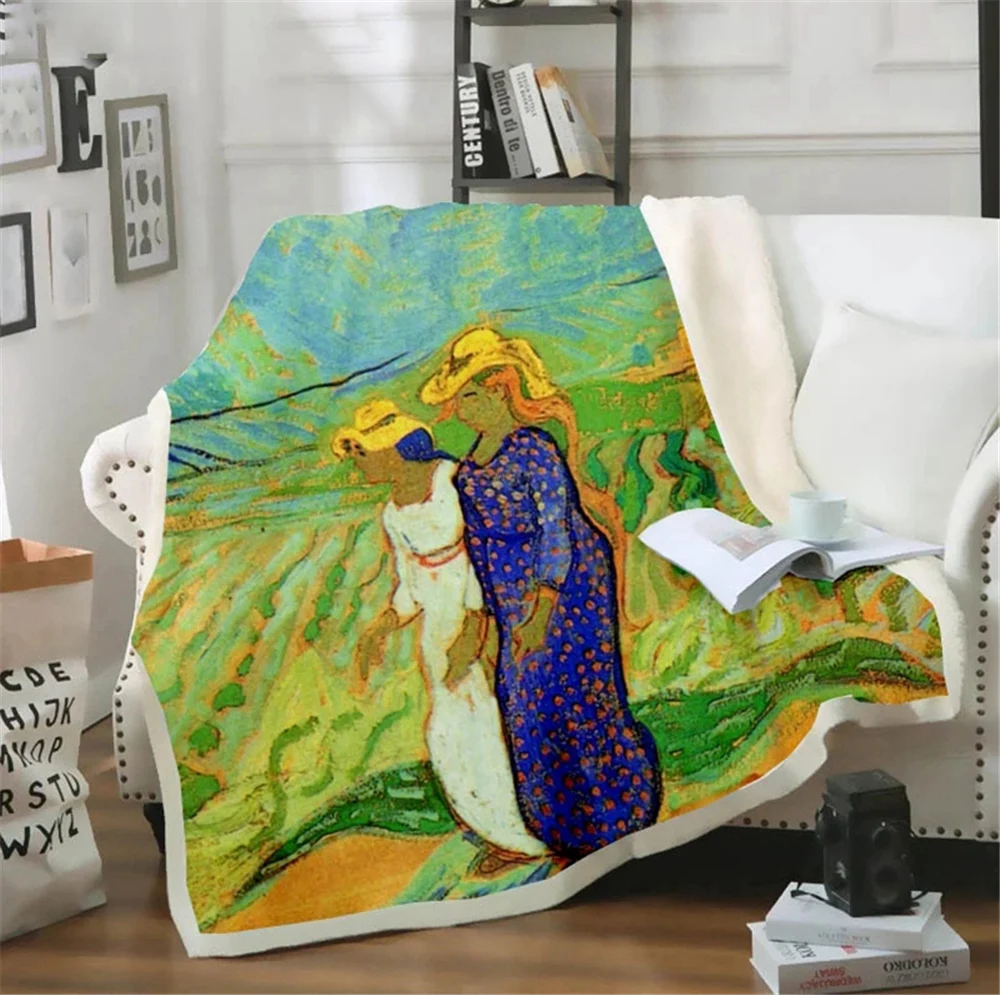 CLOOCL Throw Blanket Van Gogh Oil Painting Printed Weighted Blanket for Beds Adult Quilts Sofa Travel Teens Student Blanket