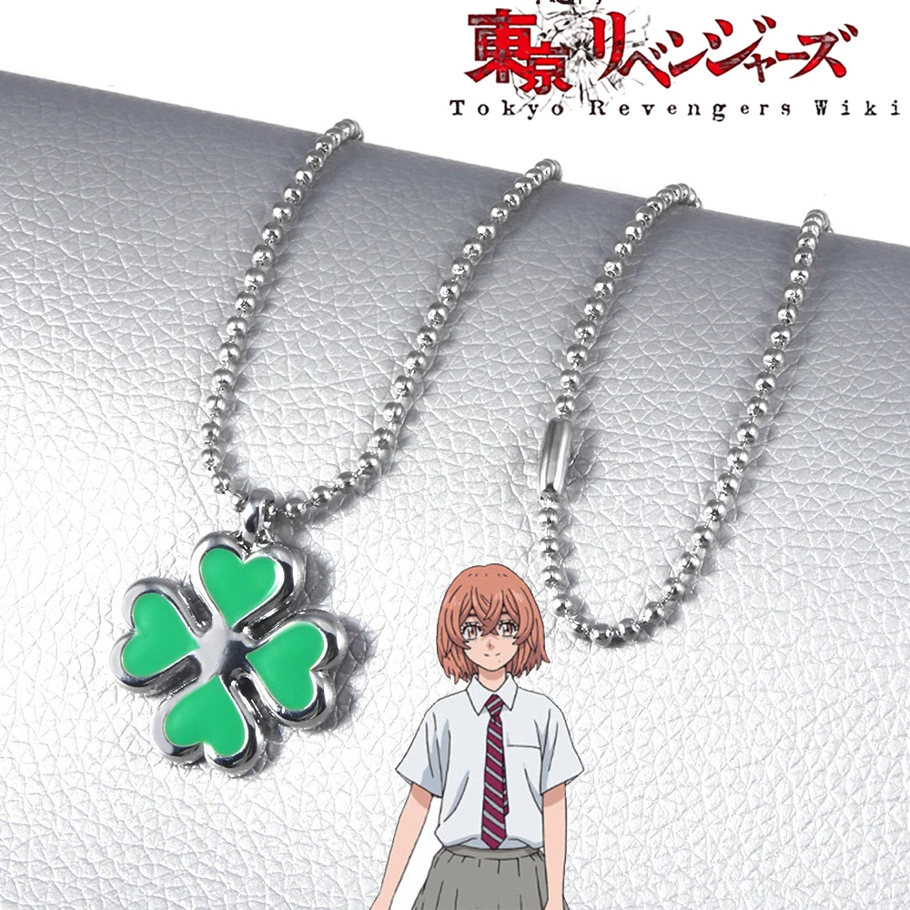 Anime Tokyo Revengers Hinata Tachibana Necklace Four Leaf Clover Pendant Necklace for Women Girls Choker Jewelry