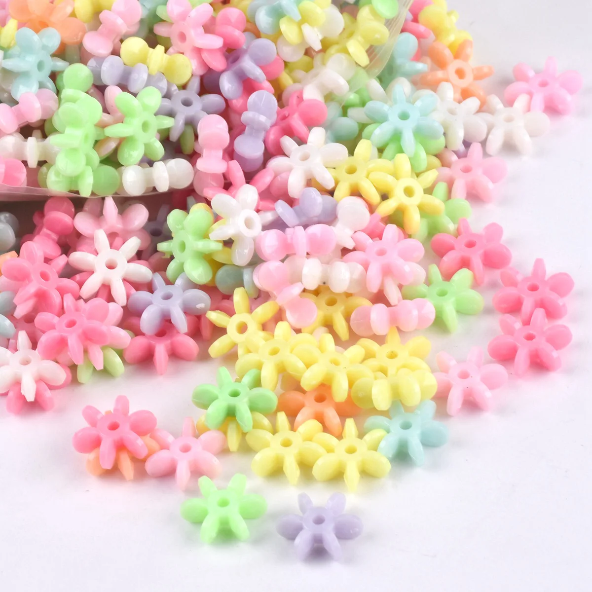 

50pcs Flower Shape 12mm Opaque Acrylic Plastic Loose Spacer Beads Wholesale lot for Jewelry Making DIY Findings