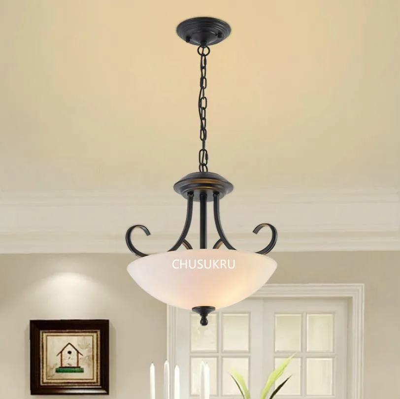 

American Rural led Pendant Lamp creative simple iron single head led chandelier bedroom dining room led Chandelier