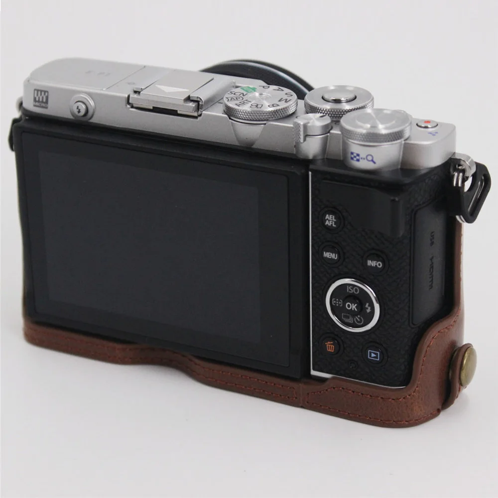Camera Bag PU Leather Half Body Case For Olympus PEN E-P7 EP7