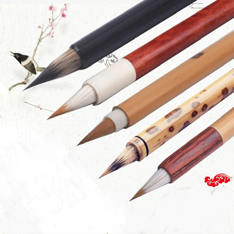 5pcs Chinese Calligraphy Brushes Pen for Woolen and Weasel Hair Writing Brush Fit For Student School Painting Craft Supply