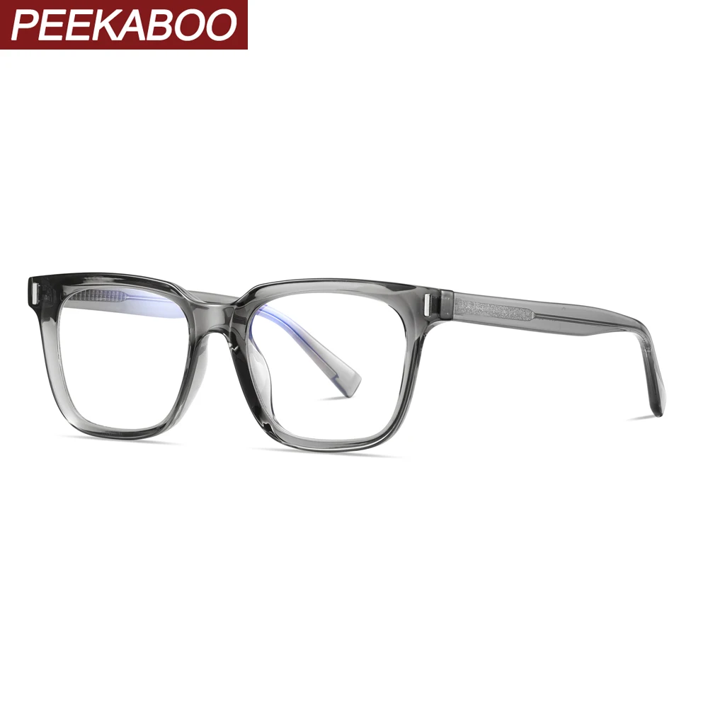 Peekaboo korean style fashion eyeglasses for men clear lens TR90 blue light blocking square glasses for women optical black grey