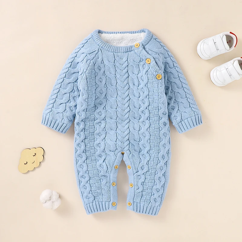 

Winter Baby Romper Knitted Newborn Girl Boy Warm Jumpsuit Outfit Long Sleeve Toddler Infant Clothing One Piece Overall Playsuits