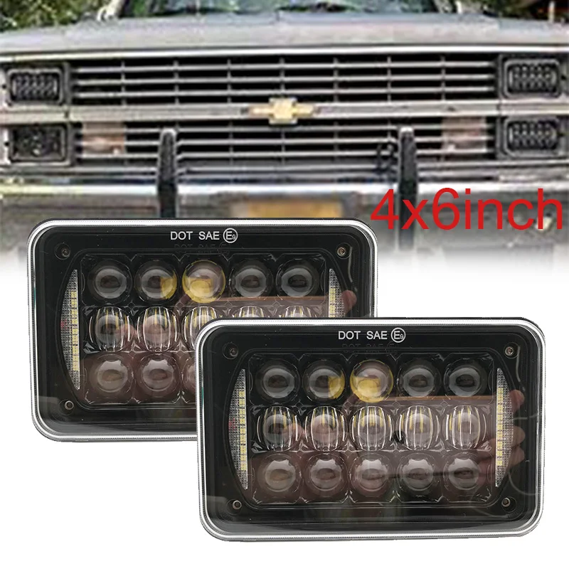 

4PCS X Black 4X6" LED Headlight Bulbs 120W For Kenworth H4 to H13 120/132 T400 T600