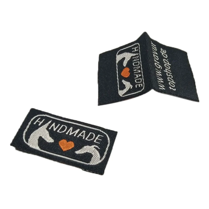 Wooden Shuttles Sew Woven Labels, Customized Clothing Care Labels, Fashion Black Men's Shirt Cloth Brand Labels, Tag Logo