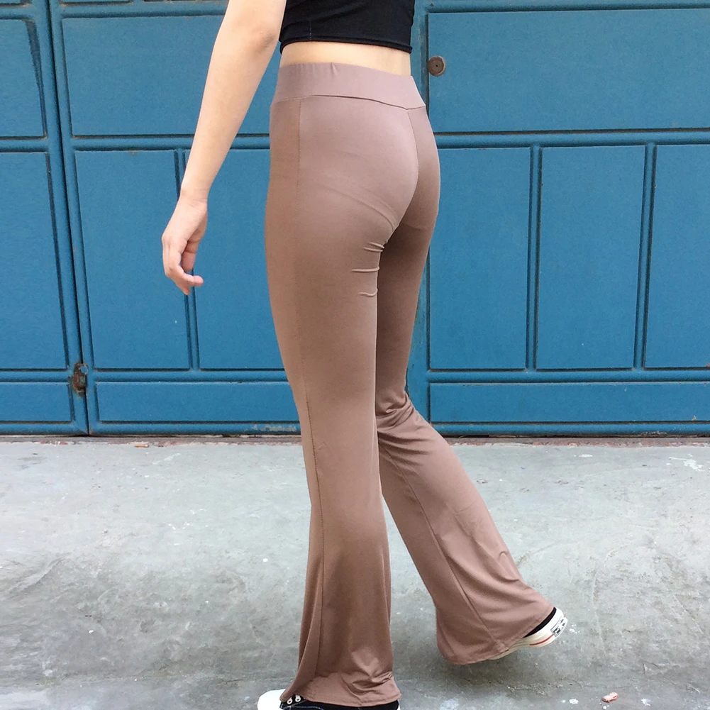 Dance Women Flare Pants Office Lady High Waist Solid Color Bell-bottomed Pants Slim Wide Leg Trousers Slim Casual Pants