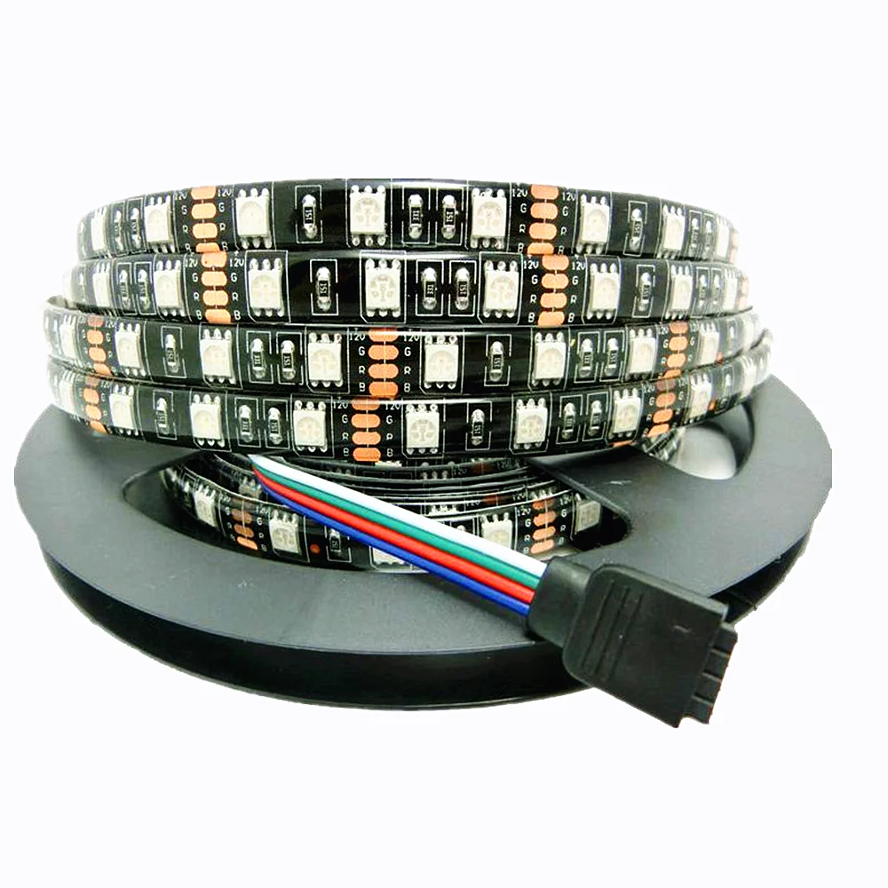 12V 5050 Rgb Zwart Led Strip 4Pin Led Headers Voor Pc/Computer Case/Rgb Strip Moederbord Controle panel Rgb-Header (+ 12V,G,R,B)