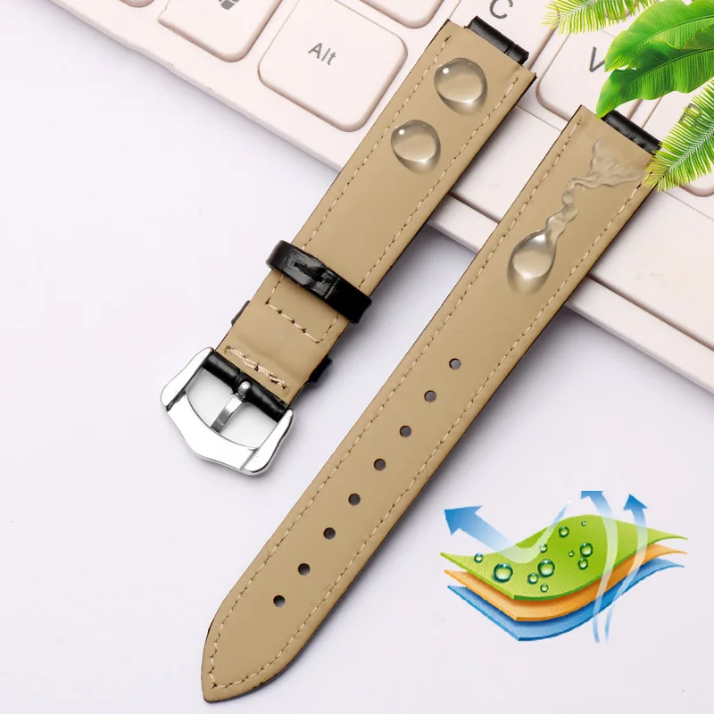 Genuine Leather Watch Strap for Cartier Blue Balloon Men Women CONVEX Watchband Pin or Butterfly Buckle Black Red 16 18 20 22mm