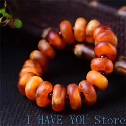 Natural Old Wax Abacus Beads Wheel Beads Bracelets for Men and Women Beeswax Amber Bracelets Bracelets for Women Jewelry