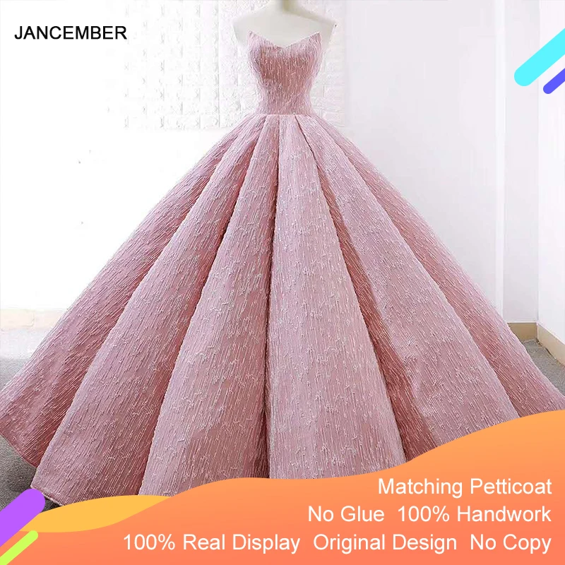 J66675 Jancember Pink Quinceanera Dress 2020 Ball Gown Strapless Floor Length Party Dresses vestido quinceanera 15 платье на бал