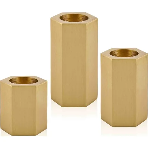 The Mia Brass Brass Candlestick 3 Pcs Set