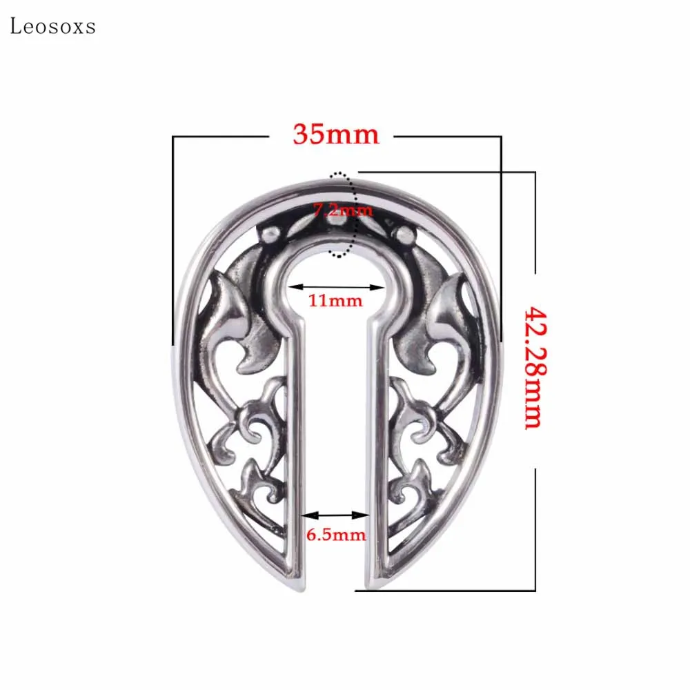 Leosoxs 2pcs Fashion Retro Embossed Lock-shaped Ear Amplifying Body Piercing Jewelry