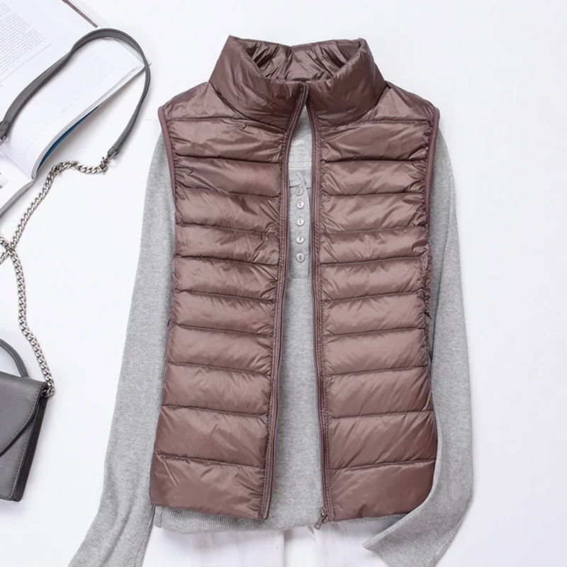 Woman Down Vests Winter Ultralight Duck Down Coat Female Sleeveless Puffy Jacket Portable Windproof Warm Waistcoat for Women