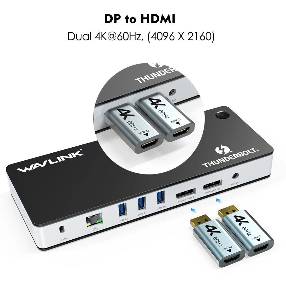 Imagem -04 - Thunderbolt Docking Station 8k Displayport Dual 4k @ 60hz pd Usb 3.0 c Gigabit Ethernet Mac os Windows Wavlink