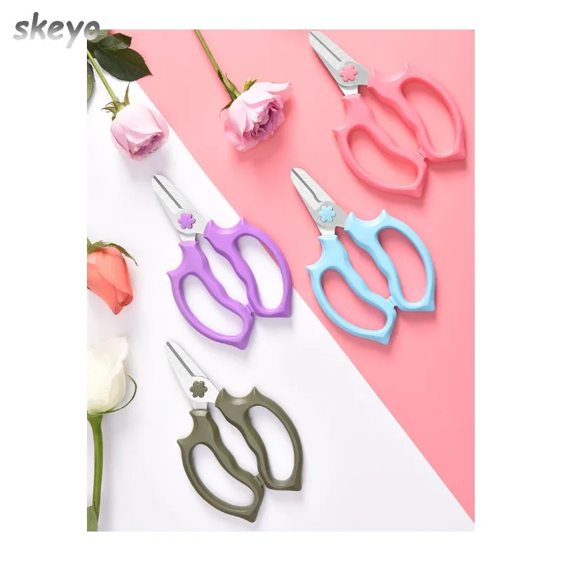 Stainless Steel Flower Shears Teaching Garden Scissors Florist Pruning Cut De-Thorn Orchard Arrangement Tools Plant Trimming